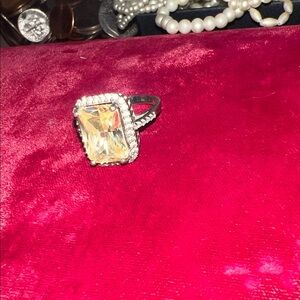 Radiant Yellow Gemstone Silver Ring